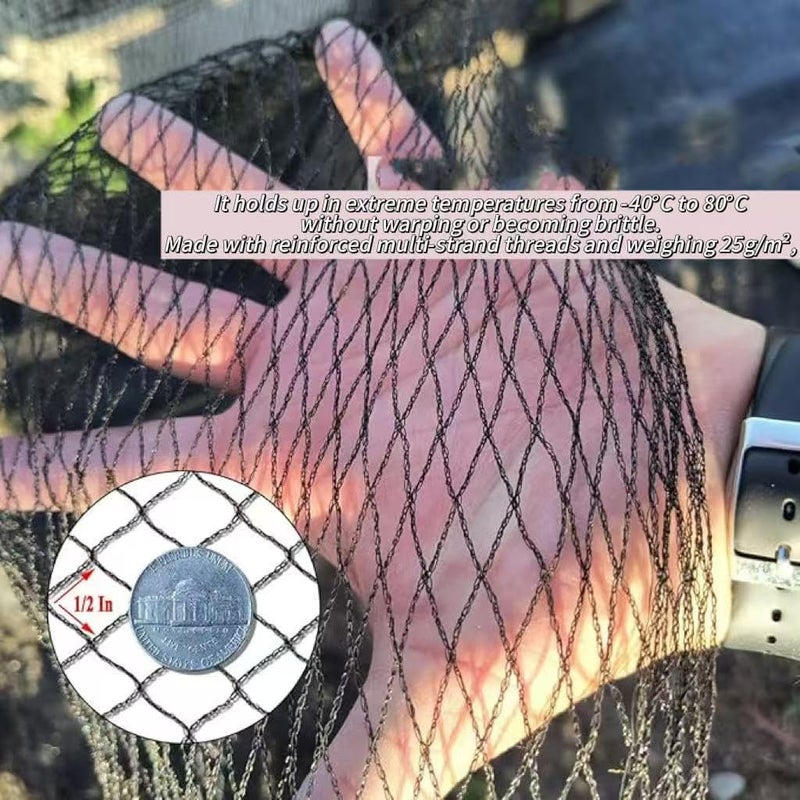 JUNFLYING 20x20 Ft Pond Netting for Leaves, 1/2 in Fine Mesh, Strong Woven Koi Fish Net Cover, Against Birds, Cats & Predators, Stakes Included - Image 2